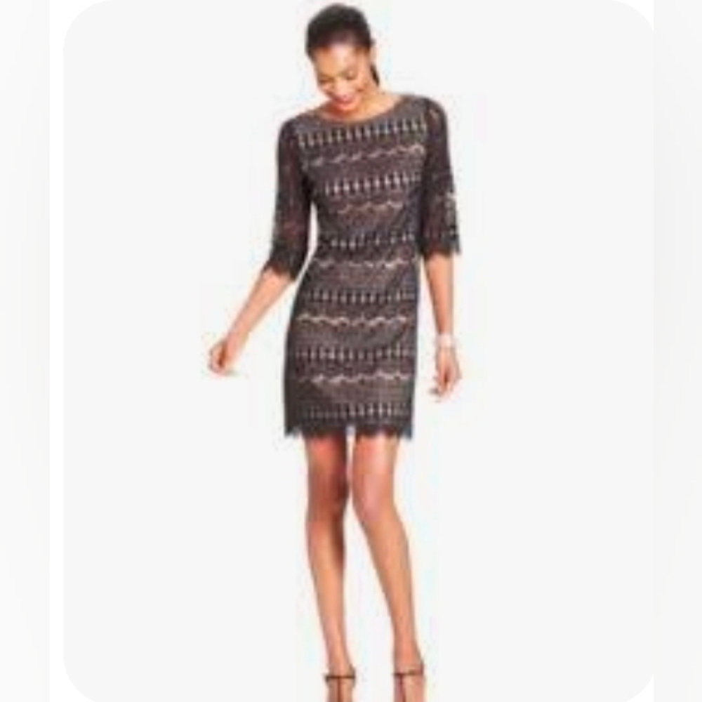 Jessica Howard Black Lace Shift Dress | Size 4